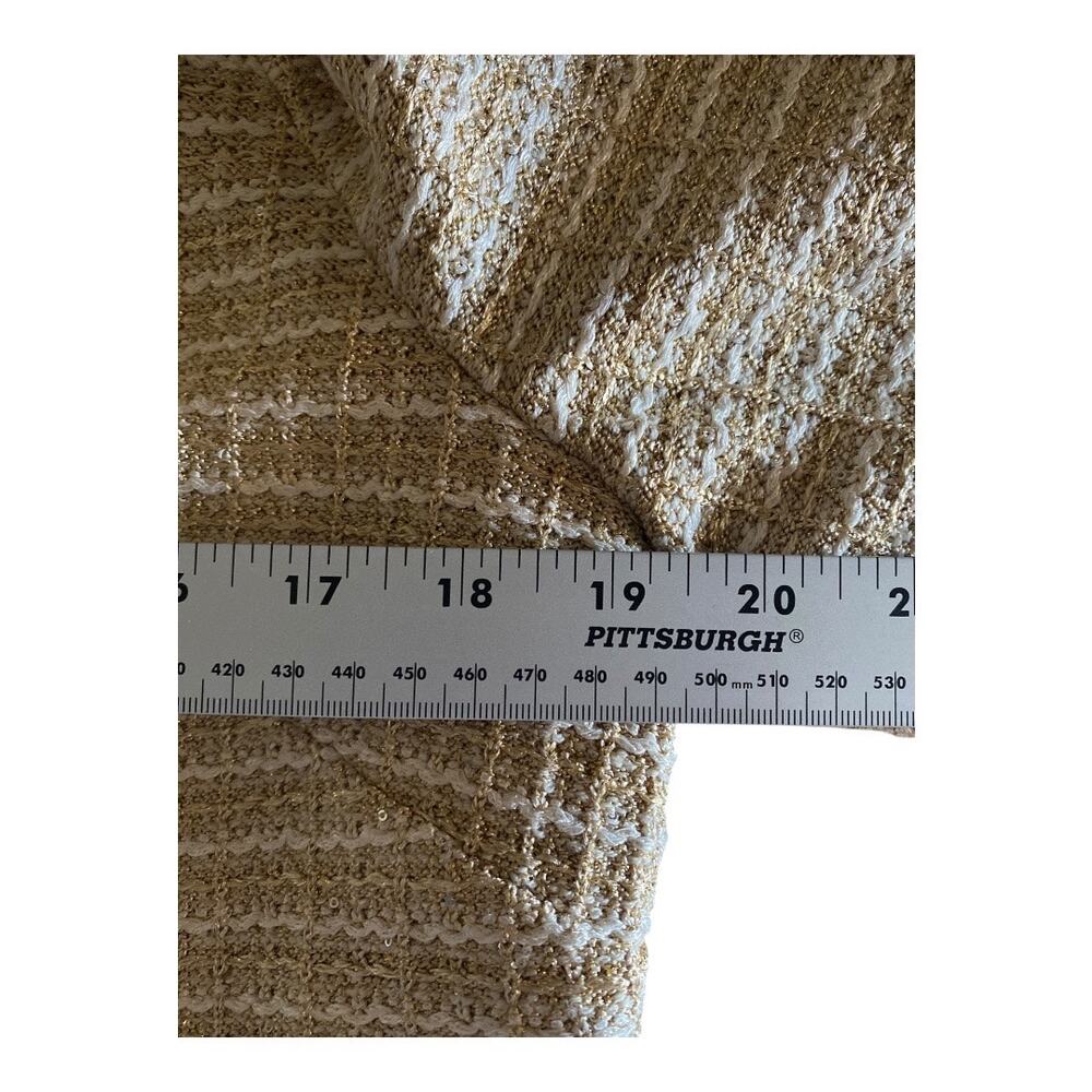 St John Tan Cream Gold Metallic Threads Designer Size 10 Jacket and Skirt Suit - Picture 13 of 16